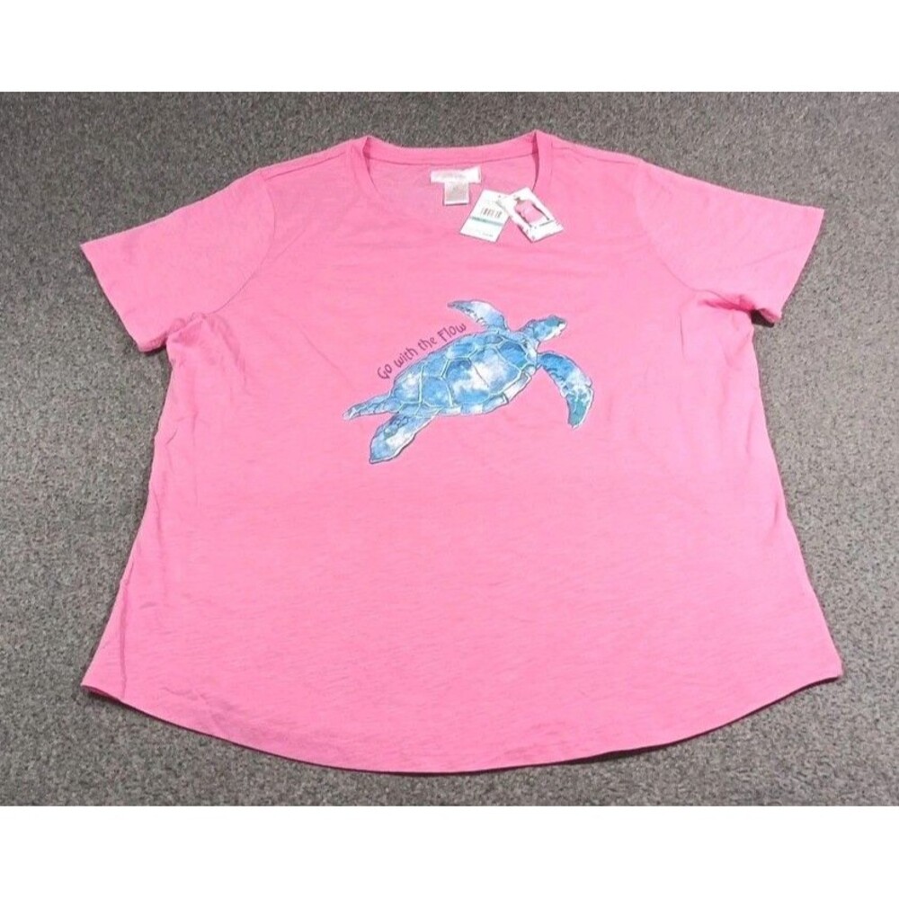 NWT Stella Parker Pink T-shirt Turtle Go with the Flow Size XL-MSRP $28 - Picture 5 of 15